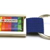 Blauer Schlüsselanhänger Quadro mit Textilband