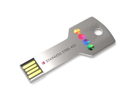Silberner USB-Key "Standard" mit farbiger Logobedruckung