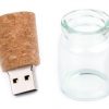 Werbemittel USB-Stick mit Korkhülle und Glasbehälter