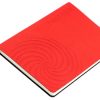 Flaches rotes Notizbuch mit Softcover-Einband und Blindprägung